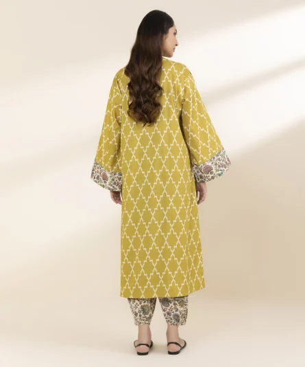 Sapphire printed yellow lawn shirt and multi-coloured cotton trouser - Image 5