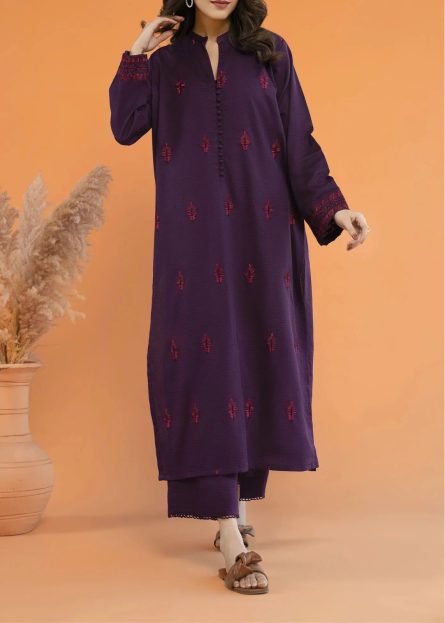 Urban Trend Elegant plum Embroidered 2-Piece Lawn dress - Image 2